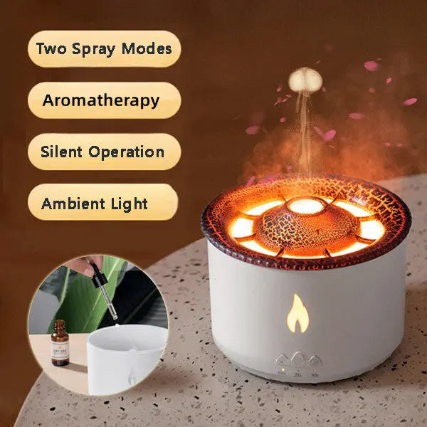 New Creative Ultrasonic Essential Oil Humidifier Volcano Aromatherapy Machine Spray Jellyfish Air Flame Humidifier Diffuser Forease