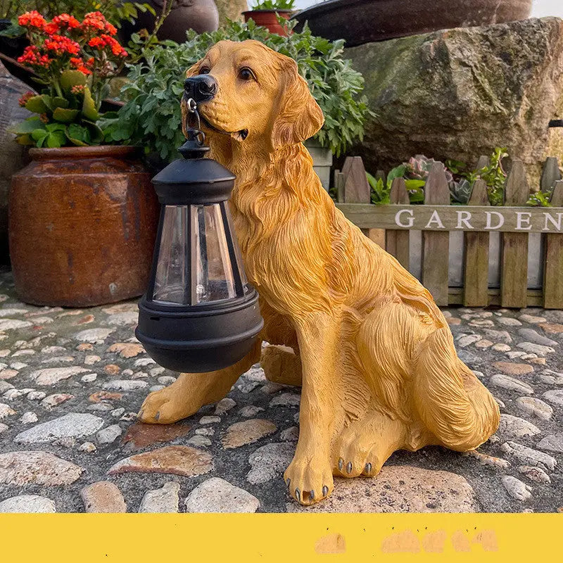 LED Solar Light Dog Lantern Sculpture Resin Craft Ornament Home Porch Decor Garden Solar Powered LED Light Dog Statues Forease