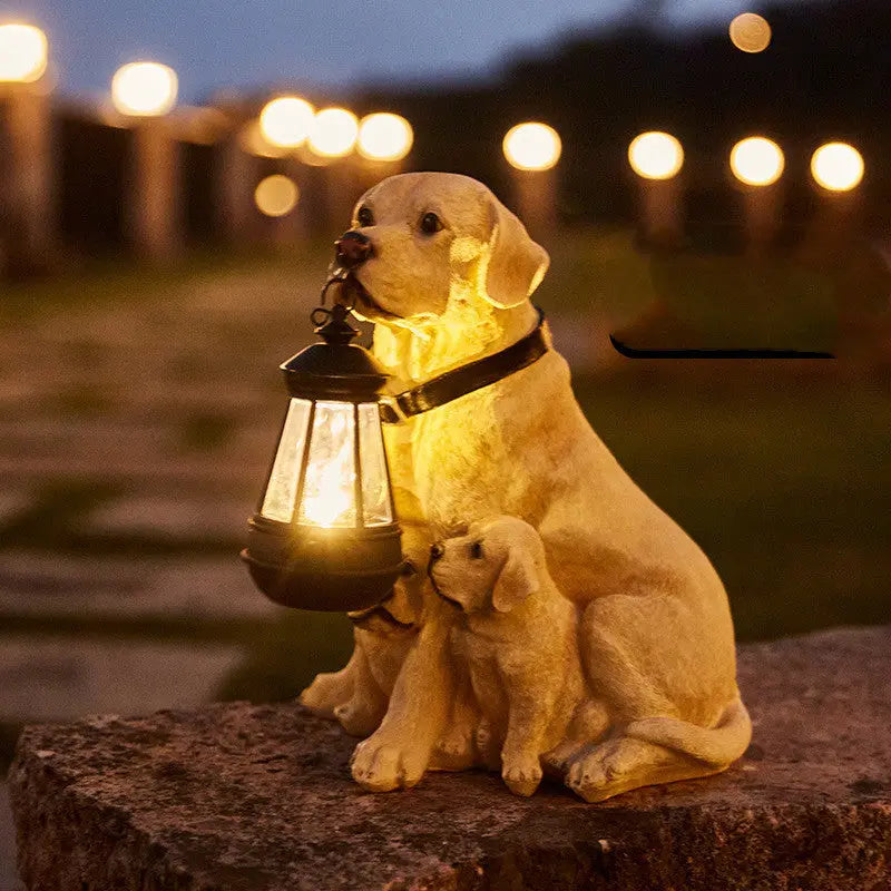 LED Solar Light Dog Lantern Sculpture Resin Craft Ornament Home Porch Decor Garden Solar Powered LED Light Dog Statues Forease