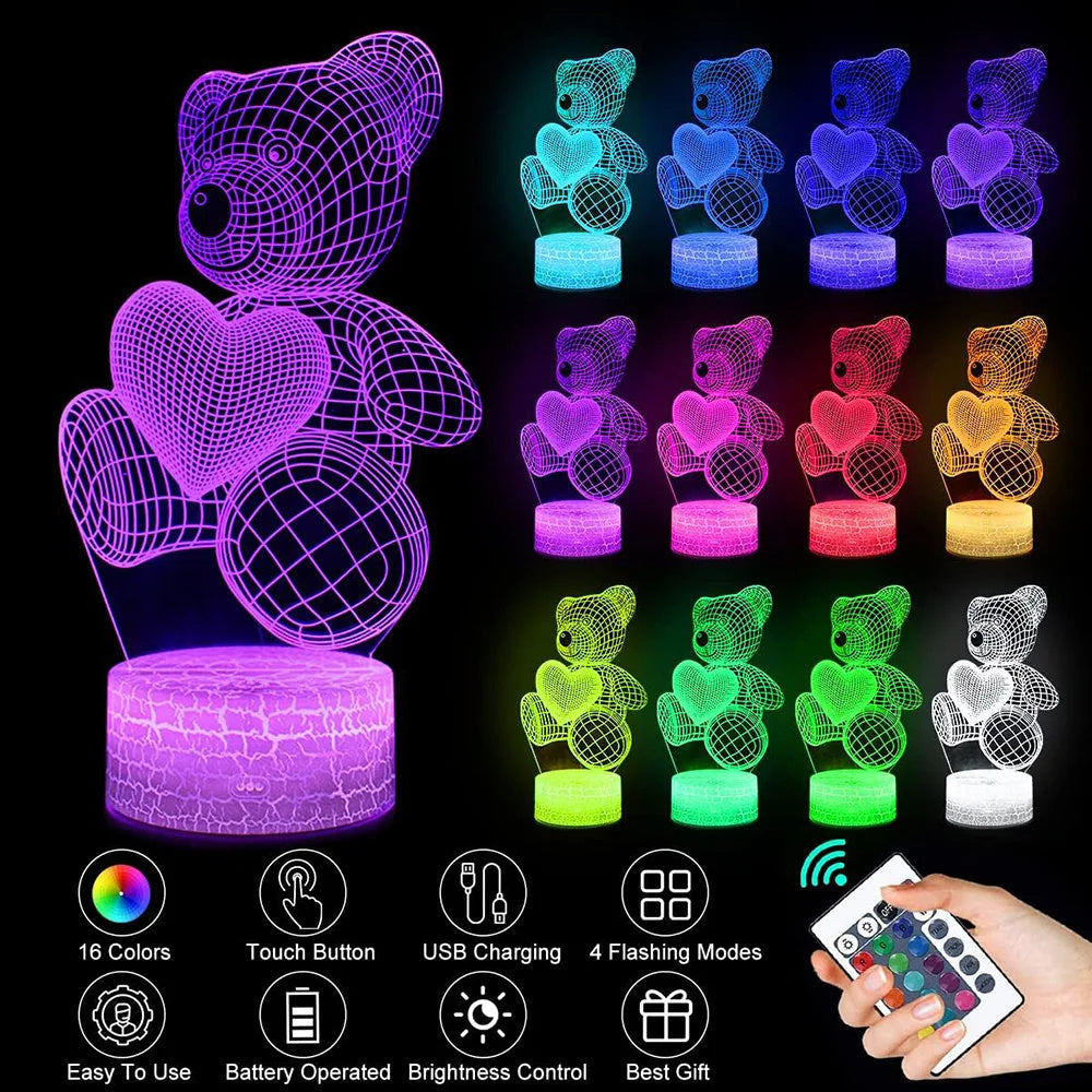 3D Lamp Acrylic USB LED Night Lights Neon Sign Lamp Xmas Christmas Decorations For Home Bedroom Birthday Decor Valentines Day Gifts Forease