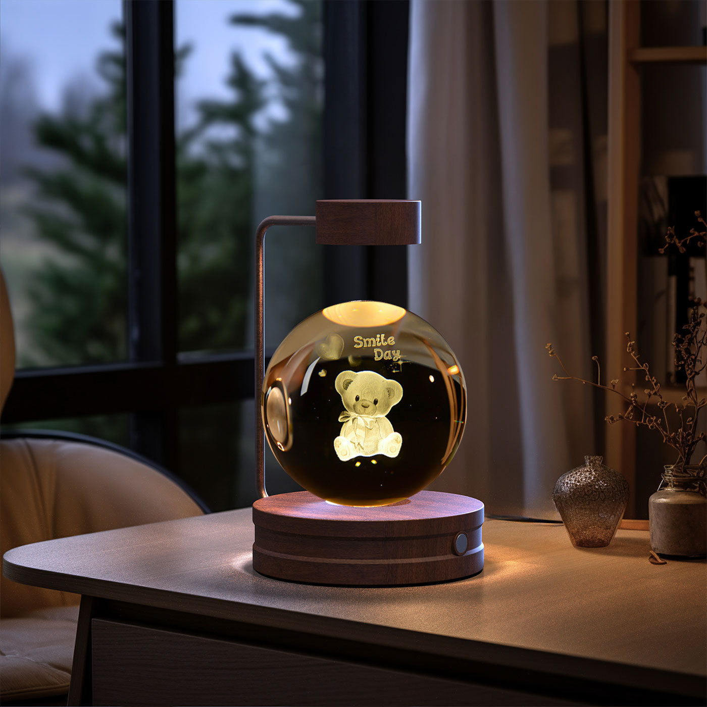 Crystal Ball Cosmic Dinosaur Indoor Night Light USB Power Warm Bedside Light Birthday Gift Night Lamp Forease