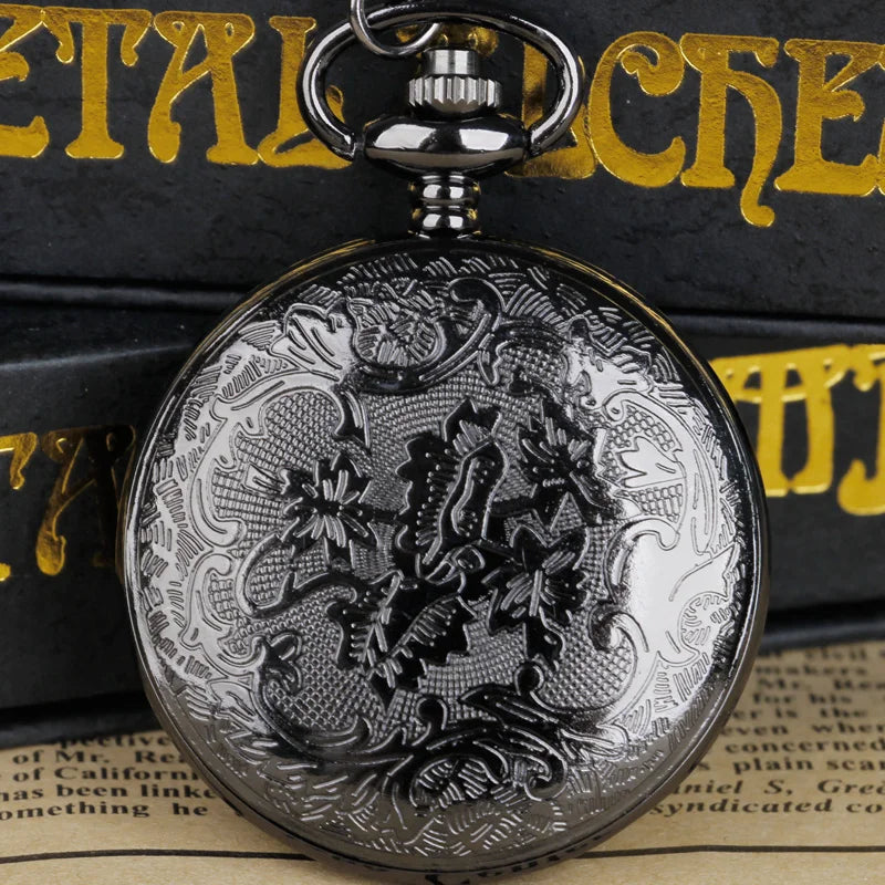 Steampunk Copper Vintage Hollow Gear Hollow Quartz Pocket Watch Necklace Pendant Clock Chain Men Women Forease