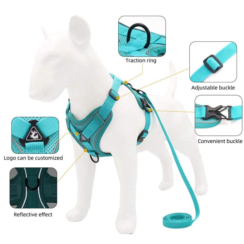 Reflective Pet Dog Harness and Leash Set for Small Dogs Chihuahua Yorkshire Fashion Breathable French Bulldog Puppy Harnesses Forease