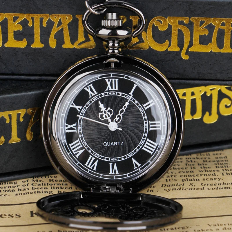 Steampunk Copper Vintage Hollow Gear Hollow Quartz Pocket Watch Necklace Pendant Clock Chain Men Women Forease