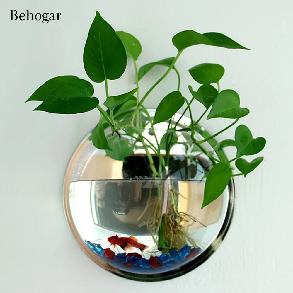 Behogar Dia 23cm/29.5cm Acrylic Fish Bowl Wall Mount Hanging Aquarium Aquatic Pet Supplies Products Fish Tank Flower Plant Vase Forease