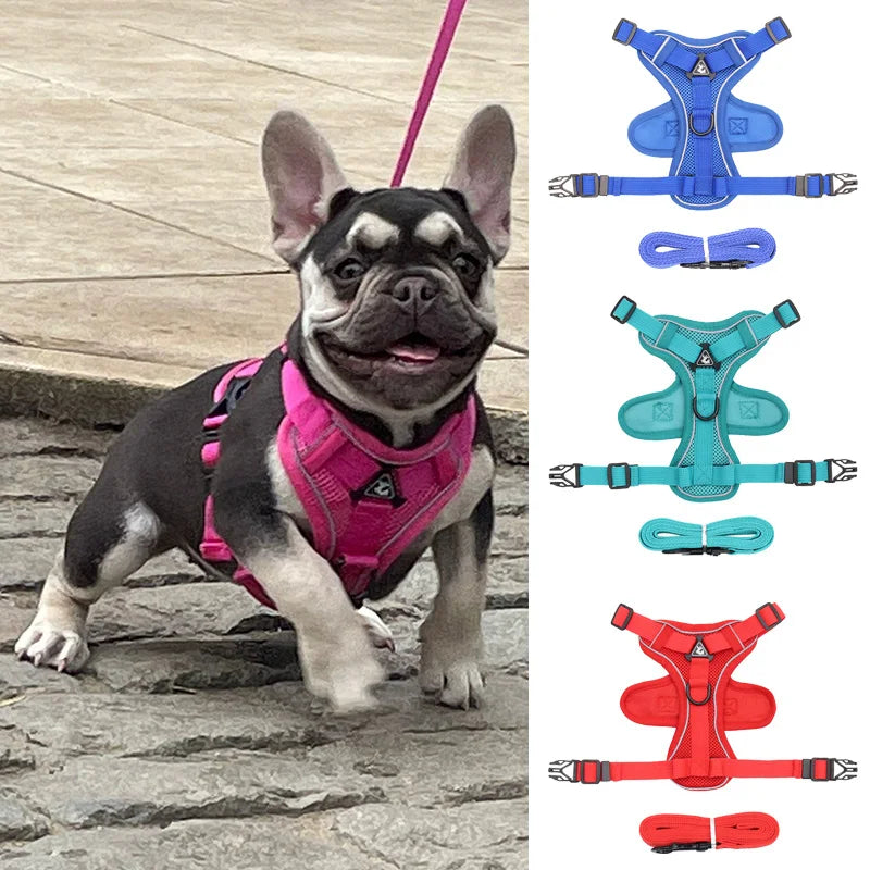 Reflective Pet Dog Harness and Leash Set for Small Dogs Chihuahua Yorkshire Fashion Breathable French Bulldog Puppy Harnesses Forease