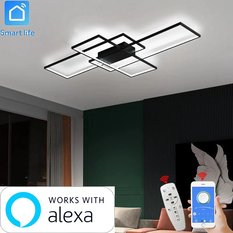 Alexa Smart Home Modern Led ceiling lights for livingroom bedroom lustre Led ceiling light White/Black led Ceiling Lamp fixture Forease