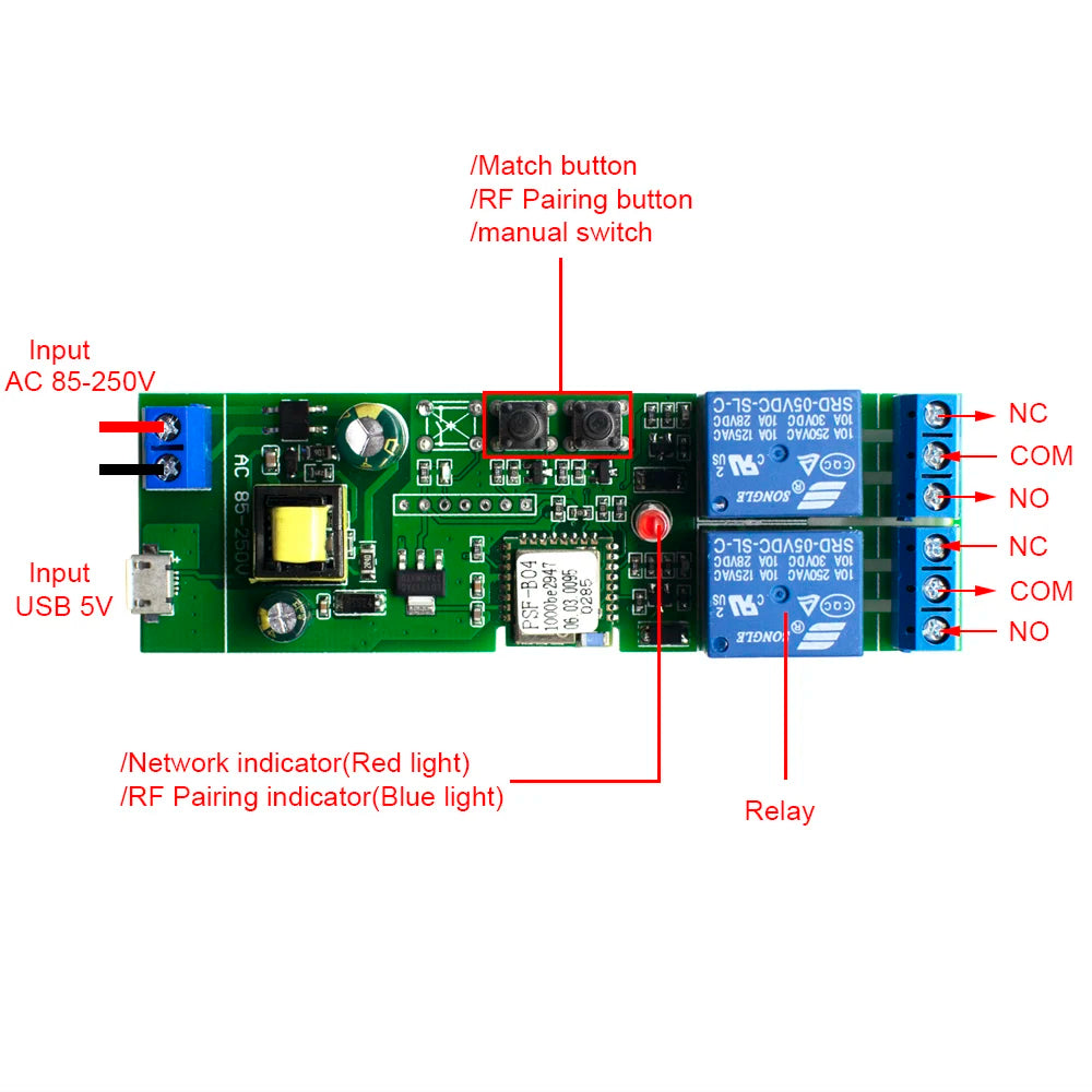 EWelink WiFi Smart Switch Module Garage Door Controller 433MHz RF Remote Control Switch Receiver Voice Control Alexa No Need Hub Forease