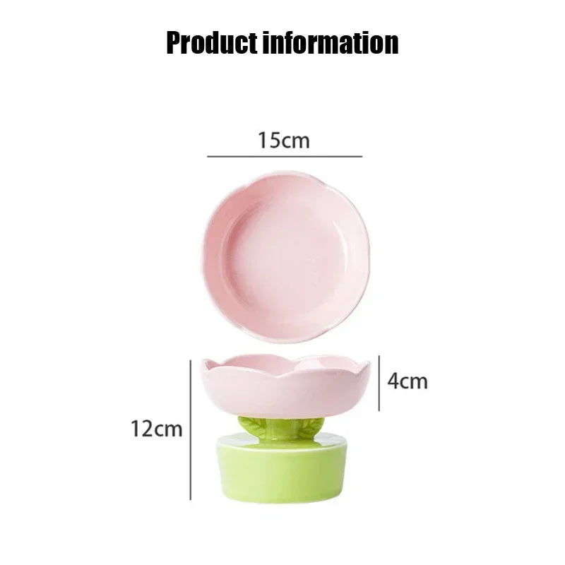 2023 Cute Pet Bowl Creative Flower-Shaped Bowl Cat Food Ceramics Water Bowl Pet Accessories For Cats Pet Products Forease