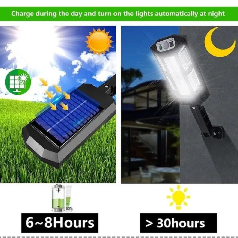 Newest 6000lm Outdoor Solar LED Lamp Super Bright Solar Street Light With Motion Sensor Remote Control Garden Lights Waterproof Forease