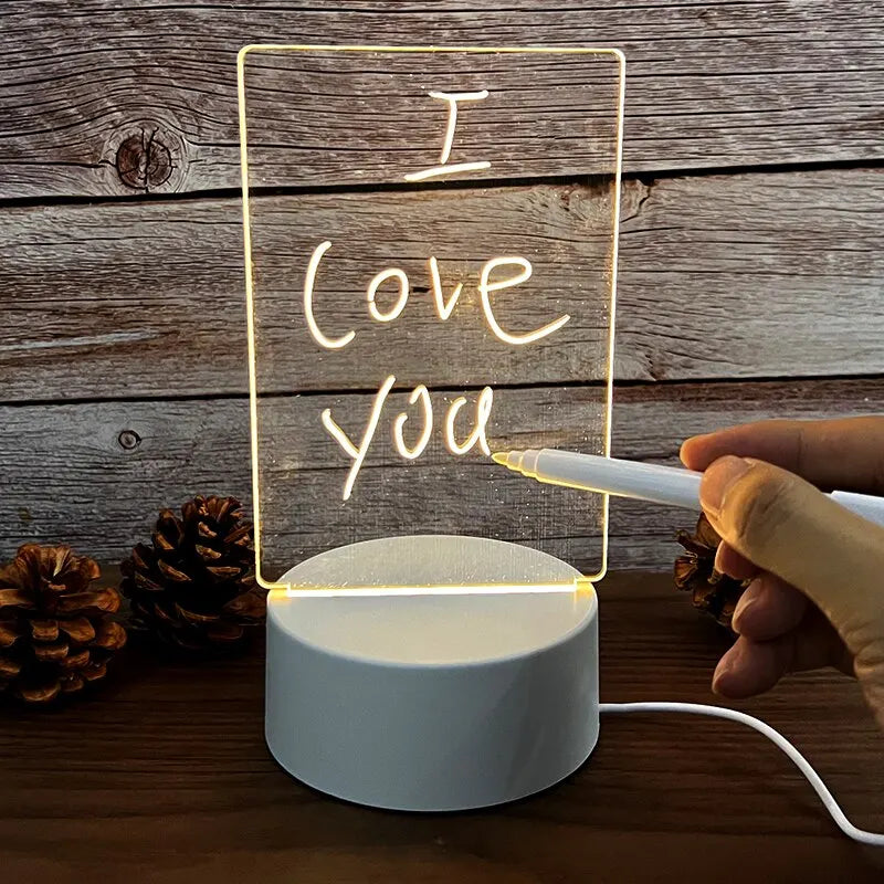 Note Board Creative Led Night Light USB Message Board Holiday Light With Pen Gift For Children Girlfriend Decoration Night Lamp Forease