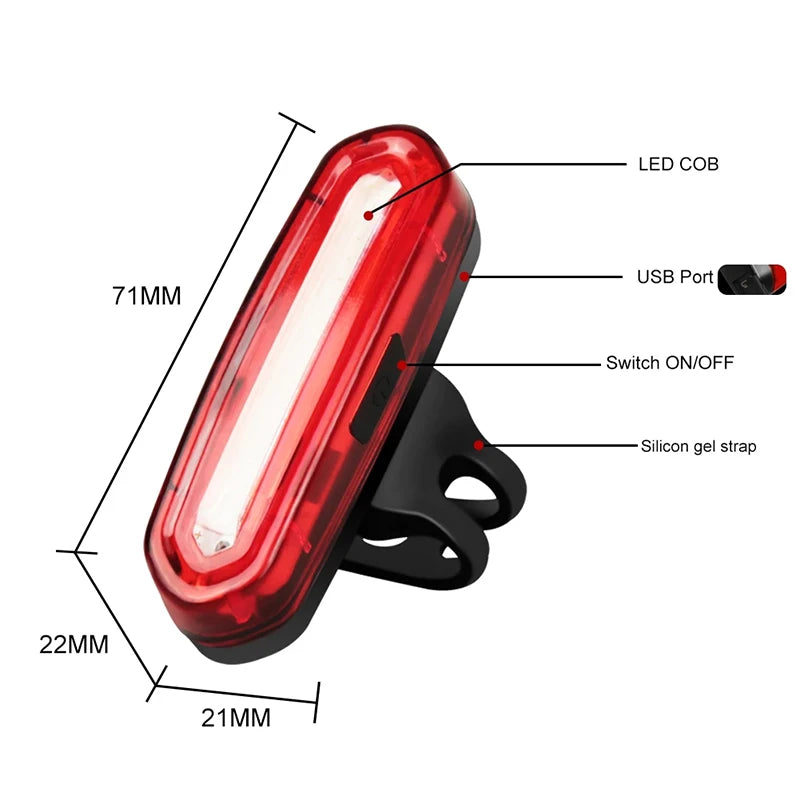 Night Cycling Tail Light Outdoor Highlight USB Charging Single Light Mountain Bike Led Warning Light Tail Bicycle Accessories Forease