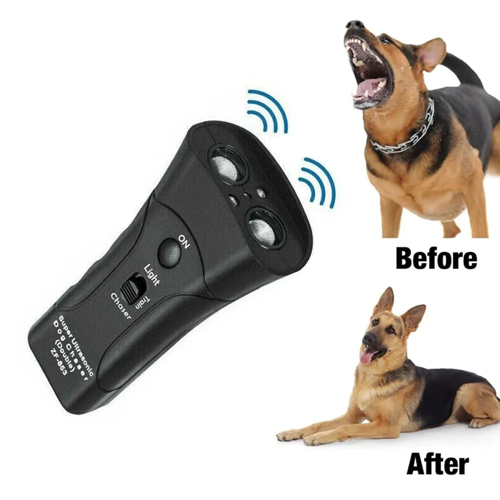 Ultrasonic Dog Chaser Stop Aggressive Animal Attacks Dog Repeller Stop Bark Device with LED Flashlight Pet Dog Training Tools Forease