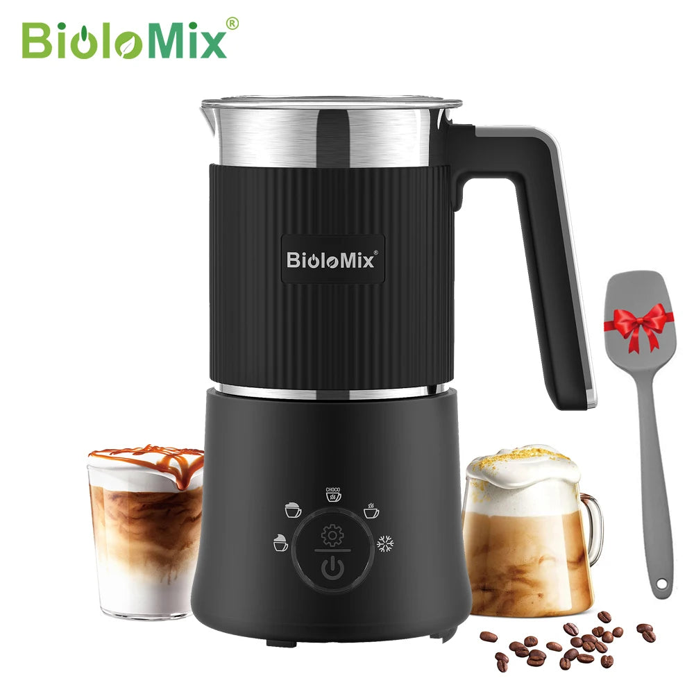 BioloMix Detachable Milk Frother and Steamer,5-in-1 Automatic Hot/Cold Foam and Hot Chocolate Maker,Dishwasher Safe Forease