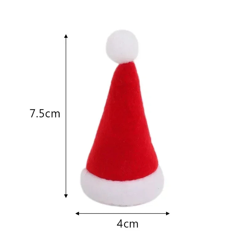 50/1Pcs Mini Santa Hat Non-Woven Fabric Lollipops Caps Christmas Wine Bottle Covers Xmas Bottles Holder Table Dinner Decorations Forease