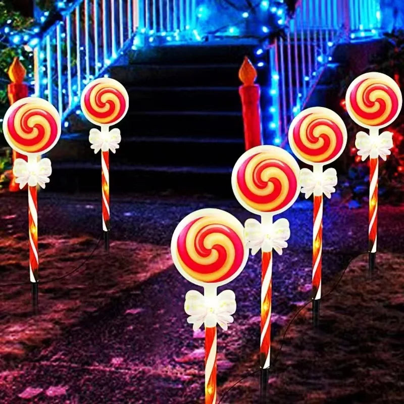 5pcs Lawn Light Outdoor LED Garden Decoration Waterproof Solar Lights Christmas Lollipop Pathway Marker Lights String Lights 526 Forease