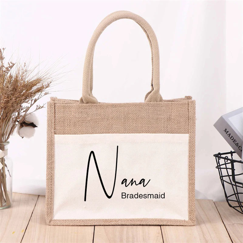 Personalised Name Bridesmaid Tote Bag Gift Bag For Bridesmaid Custom Reusable Shopping Storage Bags High Quality Jute Bag Forease