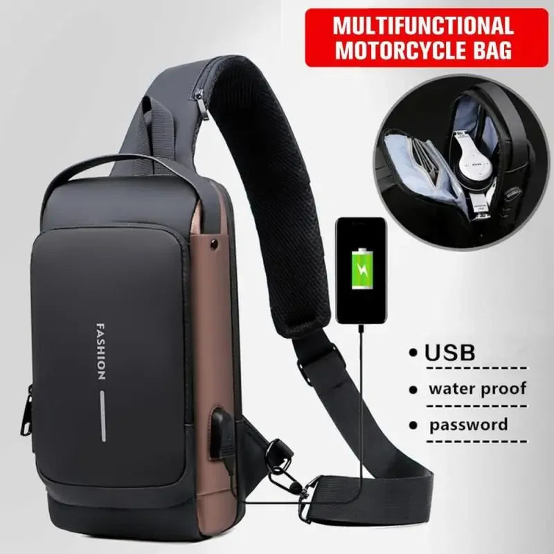 Men Anti Theft Chest Bag Shoulder Bags USB Charging Crossbody Package School Short Trip Messengers Bags Men's Oxford Sling Pack Forease