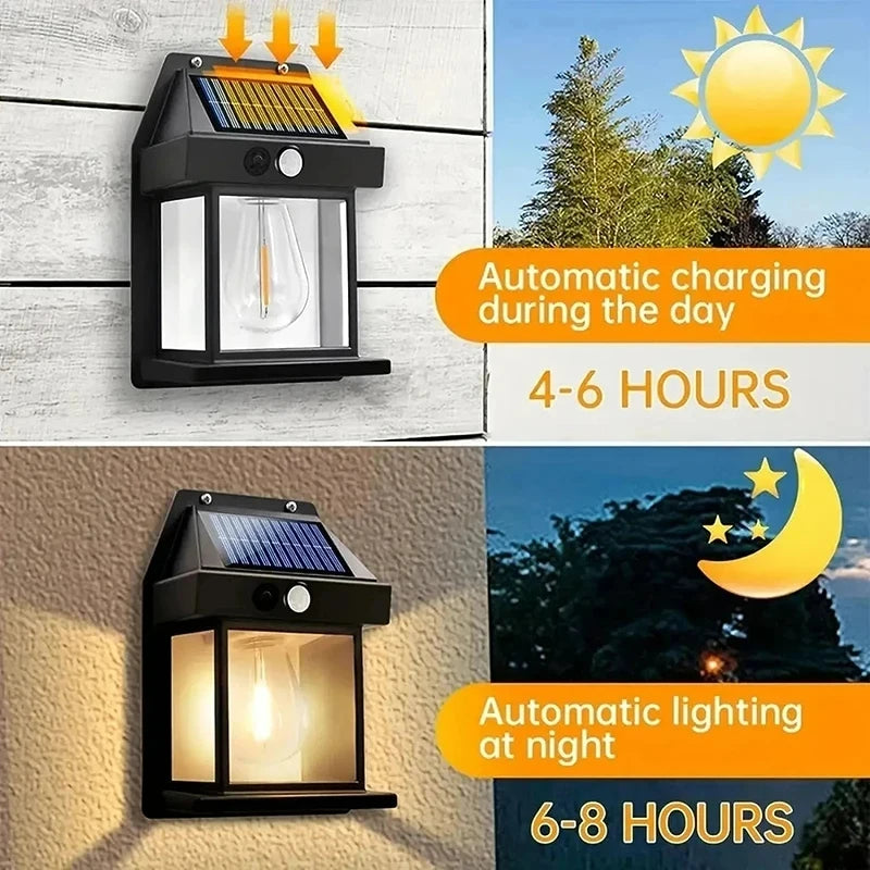 1/2PCS Solar Tungsten Filament Lamp Outdoor Waterproof Intelligent Induction Wall Courtyard Garden Villa Lighting Night Lights Forease