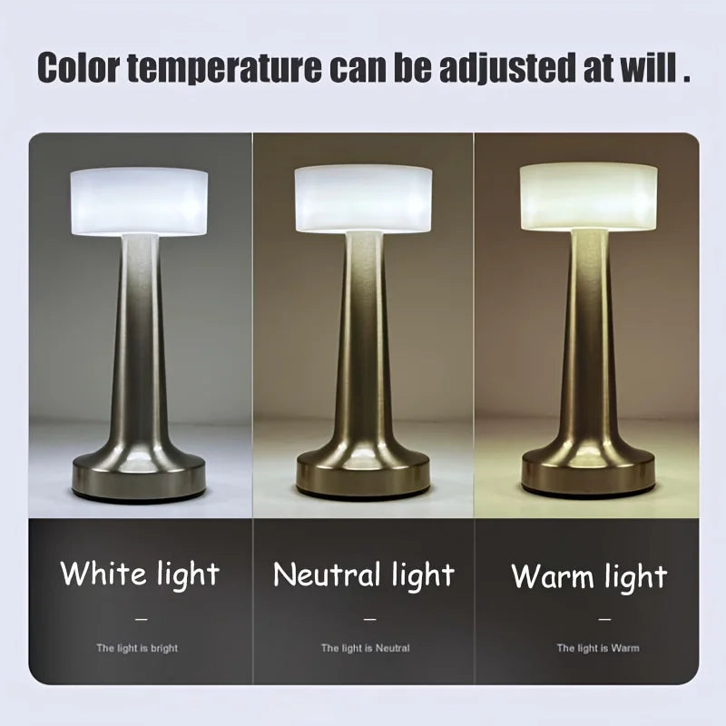 Cordless LED Metal Table Lamp Touch Control Creative Ornaments Wireless Night Light Bedside Atmosphere Light Charging Decoration Forease