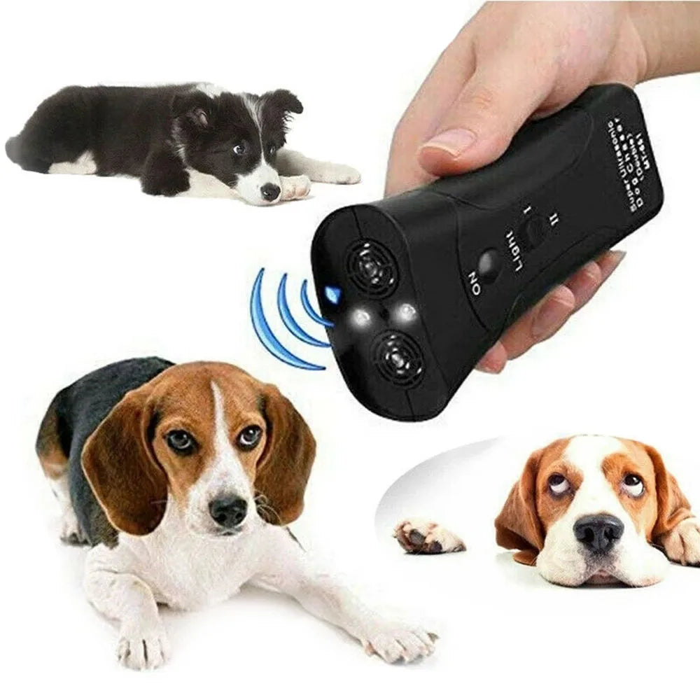 Ultrasonic Dog Chaser Stop Aggressive Animal Attacks Dog Repeller Stop Bark Device with LED Flashlight Pet Dog Training Tools Forease