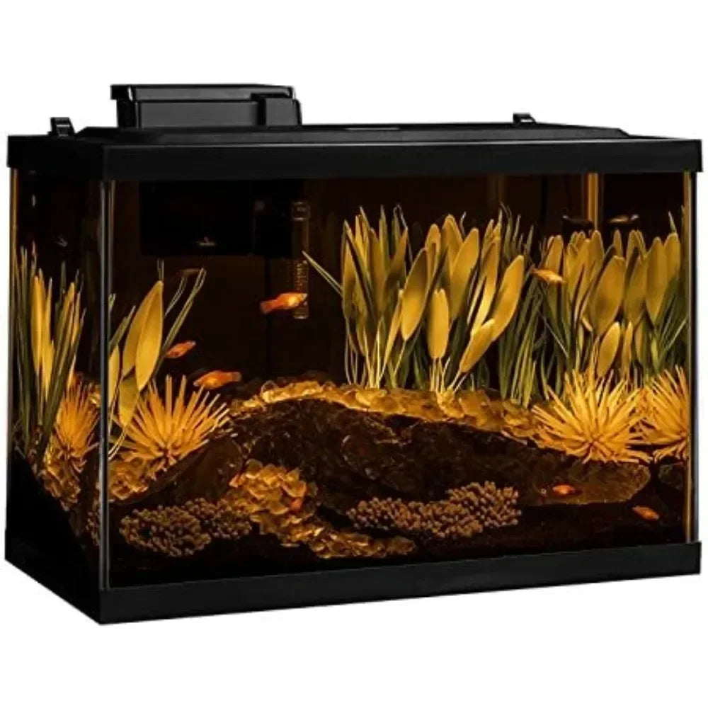 Includes LED Lighting and Decor Fishbowl Aquarium 20 Gallon Fish Tank Kit Aquatic Pet Supplies Products Home Garden Forease