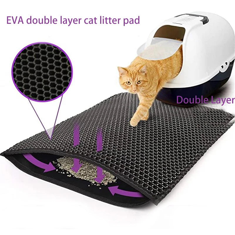 Waterproof Pet Cat Litter Mat Double Layer Pet Litter Box Mat Non-slip Sand Cat Pad Washable Bed Mat Clean Pad Products Forease