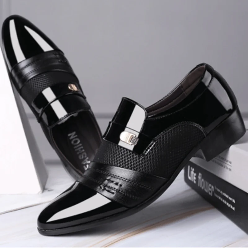 Former Men Shoe Black Leather Shoes for Men Luxury Plus Size Party Office Business Casual Shoes Loafers Zapatos De Vestir Hombre Forease