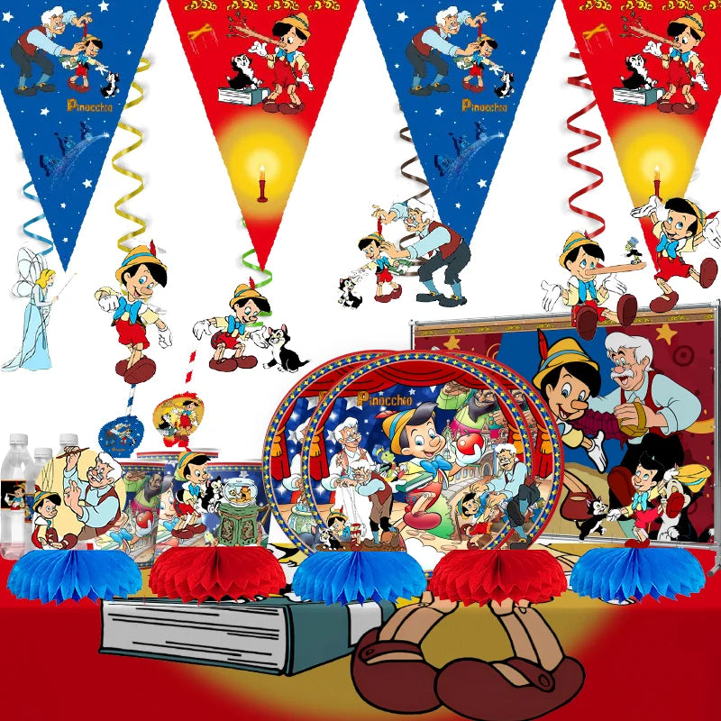 The Adventures of Pinocchio  Birthday Party Decorations Paper Tableware Cake Topper Latex Balloons Baby Shower Party Supplies Forease