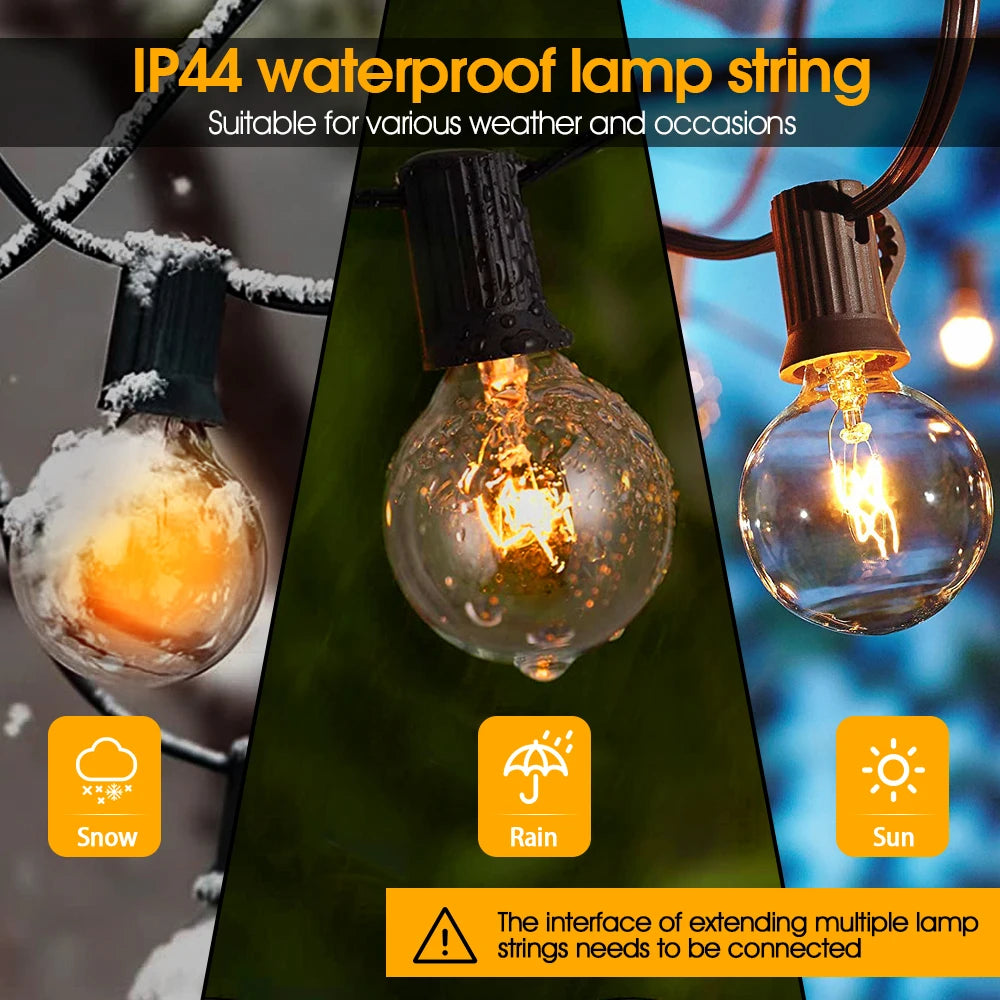 15M/50Ft G40 Tungsten Patio Outdoor Garland String Lights, 220V Connectable Hanging Lamp for Backyard Porch Balcony Party Decor Forease