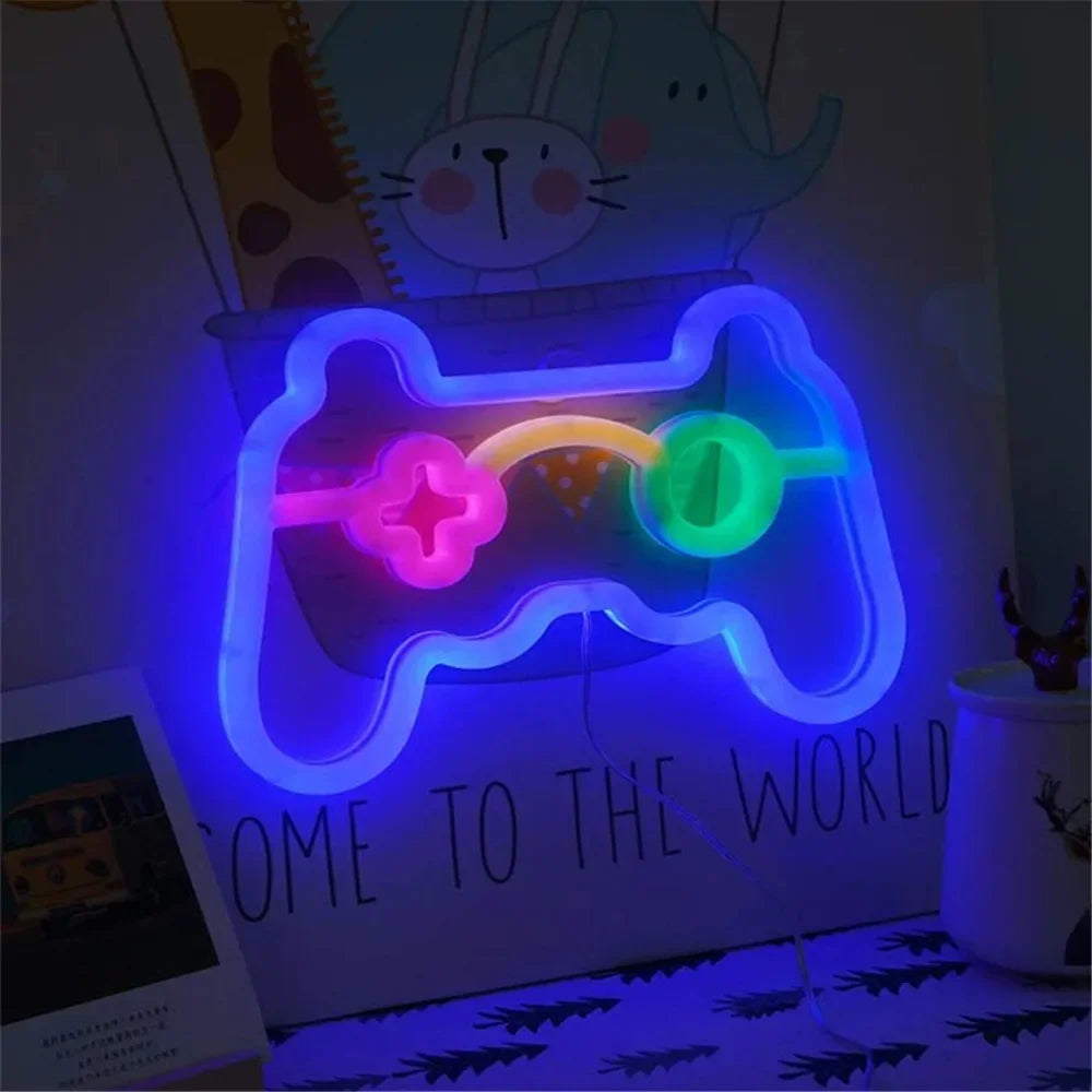 Gamepad Neon Sign for Gamer Room Wall Home Decoration Blue LED Night Light Playstation bar Game hall Lamp Cool Gifts Forease