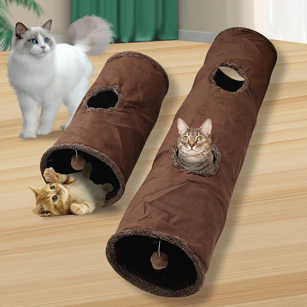 Cat Toys Tente Chat Suede Long 129cm Cat Tunnel Collapsible Tunnel  Non-staining Dirt-resistant Pet Products Pet Toys Forease