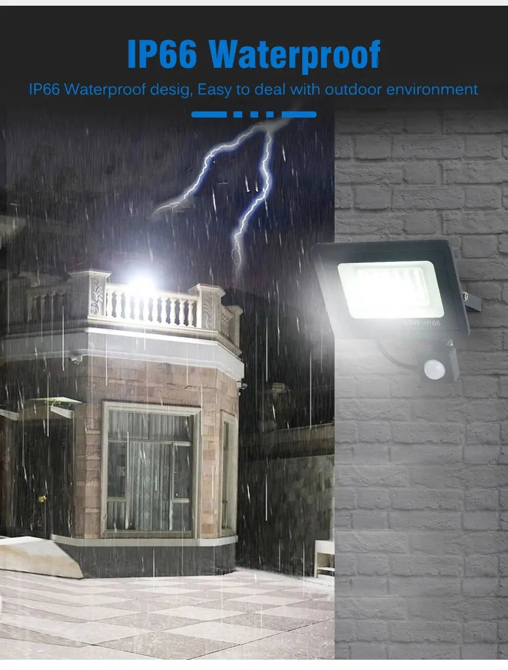 100W PIR Floodlight Motion Sensor Spotlight Outdoor Wall Lamp White Light 50W 30W 20W 10W IP66 Waterproof LED For Garden Yard Forease