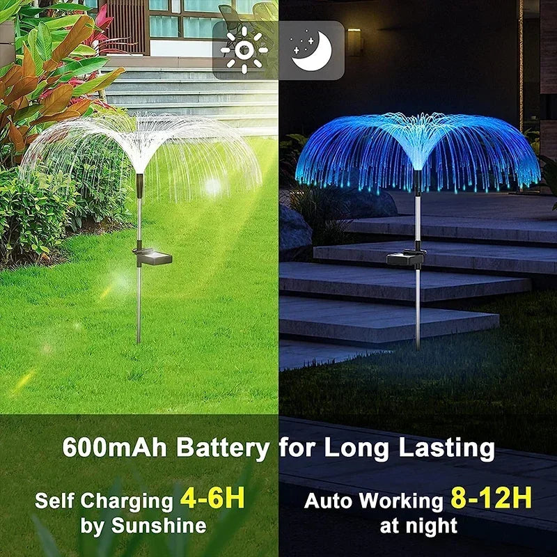 Solar Garden Lights Outdoor Waterproof Fiber Optic Jellyfish Lawn Lights Outdoor Patio Villa Yard Decor Forease