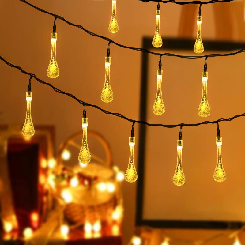 5m 20led Water Droplets Solar String Lights Waterproof Outdoor Decoration Garland Fariy Lights Christmas Wedding Party Garden Forease