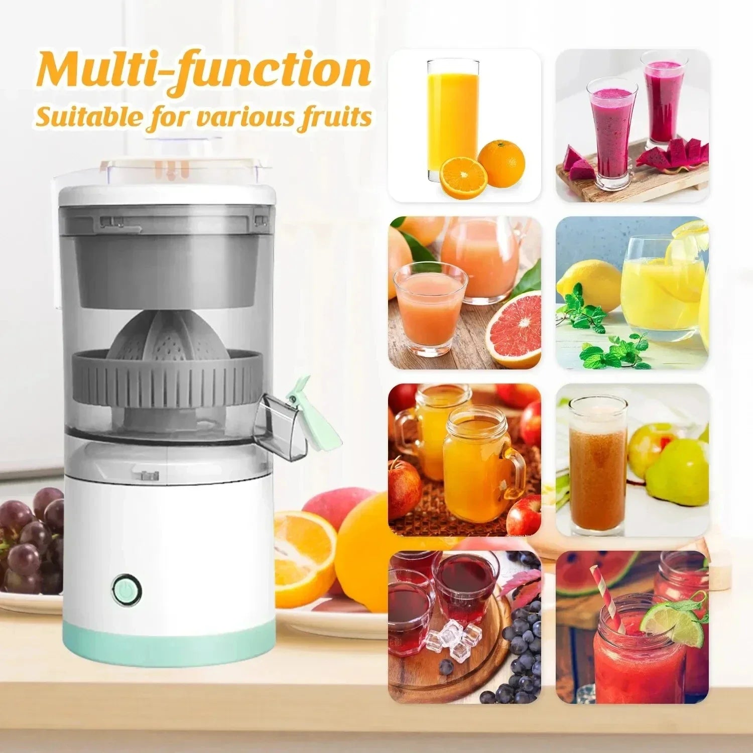 Multi-Function Portable Electric Juicer USB Rechargeable Lemon Juice Home Use Juice Residue Separation Spiral Juicer Cup Forease