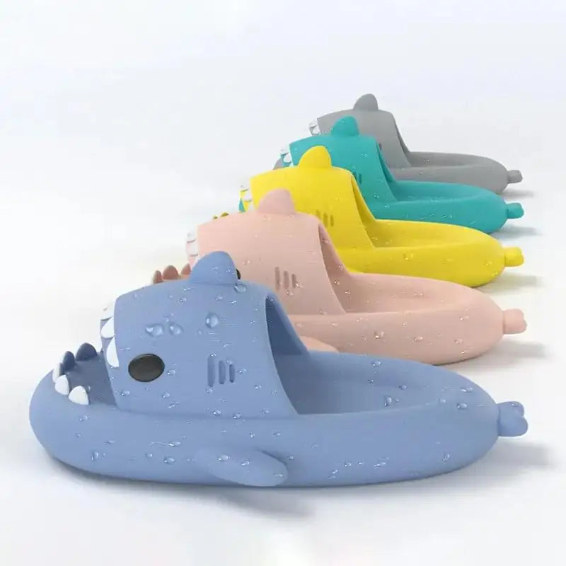 Kidmi Summer Cute Women's Sandals Fashion Shark Slippers Soft Women Flat Sandals Outdoor Beach Sandals 2024 Home Cloud Slippers Forease