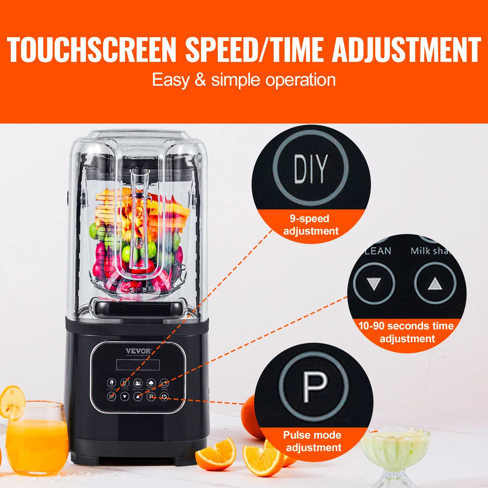 VEVOR 2L Smoothie Blender Commercial Grade Food Fruit Processor Multifunctional Mixer Make Shakes And Crush Technology for Home Forease