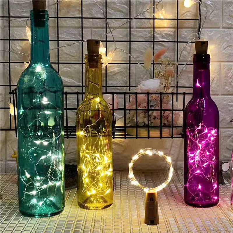 5pcs Bar LED Wine Bottle Cork String Lights Holiday Decoration Garland Fairy Lights Christmas Copper Wire String Lights Forease