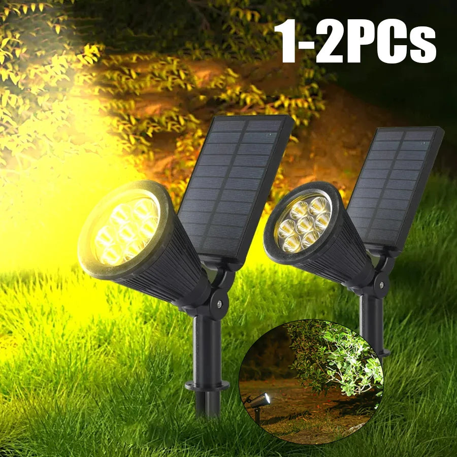 ZILVIX 1-2 PCS 9 LED Solar Outdoor IP65 Ground Plug Light Spotlight Adjustable Brightness Backyard Driveway Patio Lawn Decor Forease