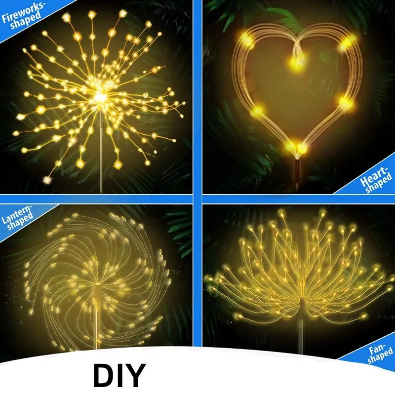 Solar Lawn LED Light Outdoor Waterproof 8 Modes Light Up Your Garden Party With Solar Fireworks Lights 90/120/150 LED DIY Lights Forease