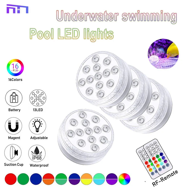 Remote control RGB diving light suction cup swimming pool light diving fish tank colorful underwater light aquarium coloredlight Forease