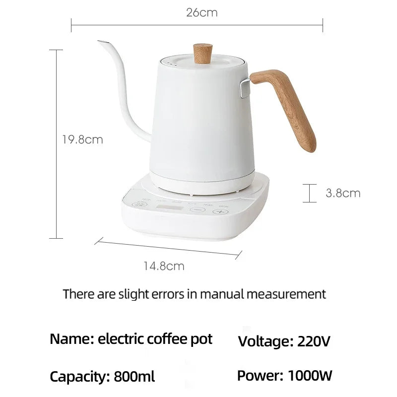 Gooseneck Electric Kettle 800ml Hand Brew Coffee Pot smart Teapot Temperature Control Pot 1000W Rapid Heating Kettle 110v/220v Forease