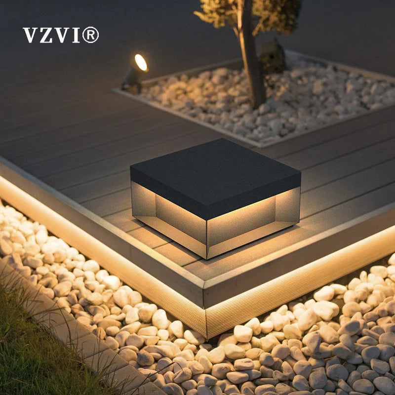 VZVI Solar Post Light Outdoor Column Head Light LED Garden Fence Gate Deck Cap Pillar Lamps Waterproof Landscape Street Lights Forease