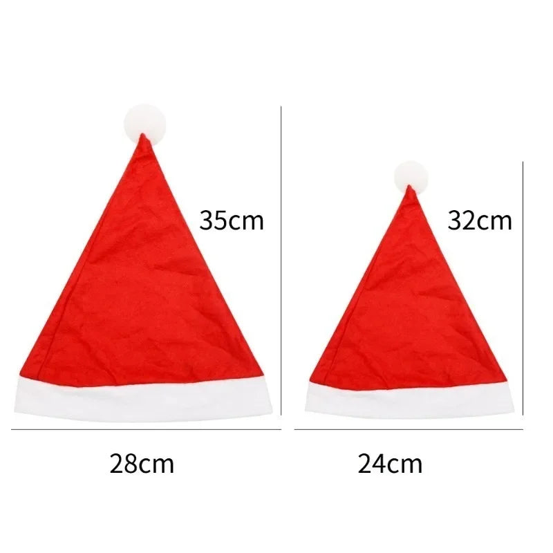 Red Christmas Hats for Adults Kids Non-woven Fabric Santa Claus Xmas Hats Cap Merry Christmas New Year Festival Party Decoration Forease