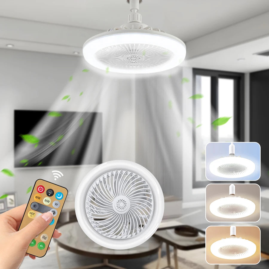 AC85-265V LED Fan Ceiling Light 3 Speed Mode E27 LED Lamp Remote Control for Living Room Bedroom Fan and Lamp 2-in-1 Dimmable Forease