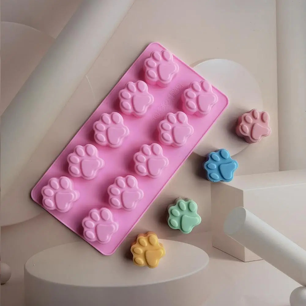 10 Cavities Dog Paw Silicone Candy Mold Cat Paw Chocolate,Ice Cube, Can Bake Dog Snack Biscuits Moulds Silicon Baking Tray Forease