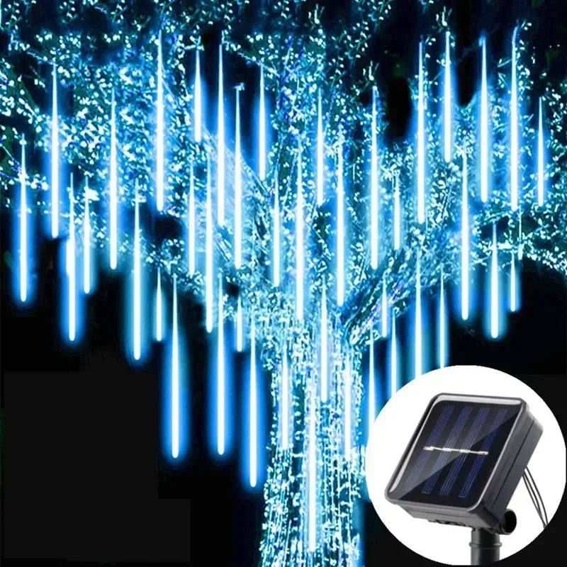 Solar Meteor Shower LED String Lights Waterproof Falling Raindrop Solar Light Outdoor Christmas Garland for Garden Party Decor Forease