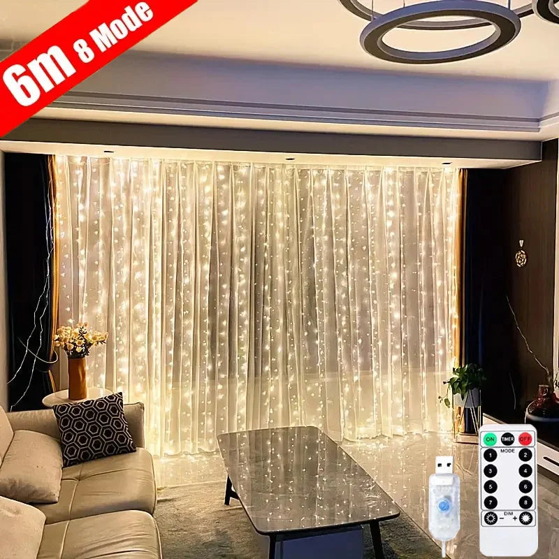 USB String Lights Holiday Wedding Fairy Light Garland Lights for Bedroom 3/4/6M Remote Control Curtain LED Christmas Decoration Forease