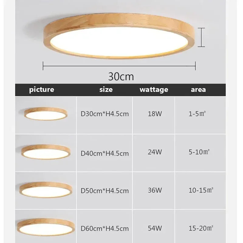 Nordic Ultra-thin Ceiling Lamp Wooden Light 23/30/40/50CM For Bedroom Living Room Balcony Study Corridor LED Lighting Fixtures Forease